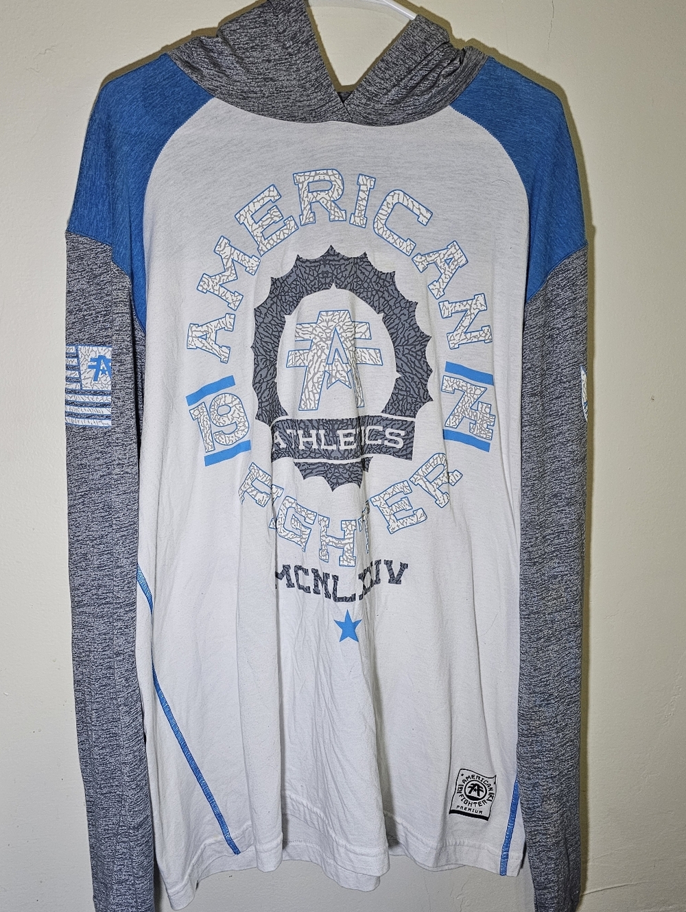 Men's American Fighter Shirt Hoodie Y2k MMA Fight Wear Dbl Sided Size XXL 2XL